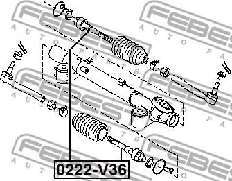Febest 0222-V36 - Осевой шарнир, рулевая тяга autosila-amz.com