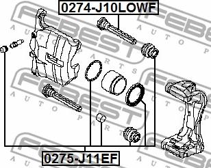 Febest 0275-J11EF - РЕМКОМПЛЕКТ СУППОРТА ТОРМОЗНОГО ПЕРЕДНЕГО NISSAN X-TRAIL RUSMAKE T31R 2009.10- [EL] autosila-amz.com