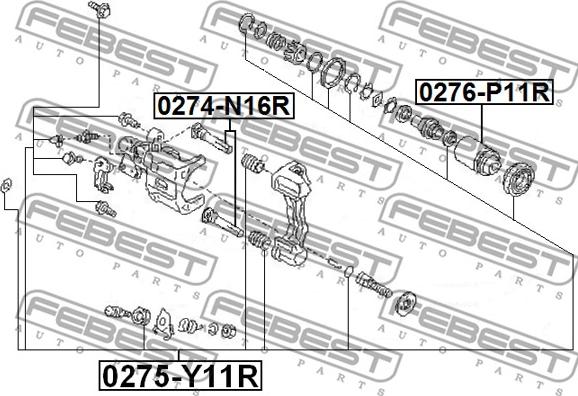 Febest 0275-Y11R - РЕМКОМПЛЕКТ СУППОРТА ТОРМОЗНОГО ЗАДНЕГО (НА ОБЕ СТОРОНЫ) autosila-amz.com