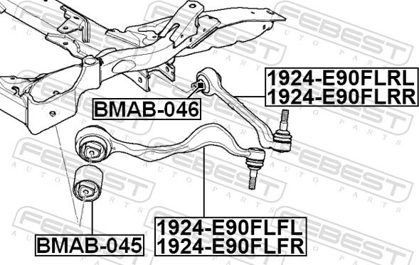 Febest 1924-E90FLRL - РЫЧАГ ПЕРЕДНИЙ НИЖНИЙ ЛЕВЫЙ autosila-amz.com