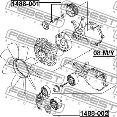 Febest 1488-001 - РОЛИК ОБВОДНОЙ (SSANG YONG KYRON 2005-) FEBEST autosila-amz.com