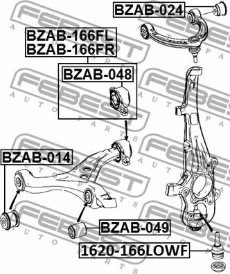 Febest BZAB-166FR - Сайлентблок, рычаг подвески колеса autosila-amz.com