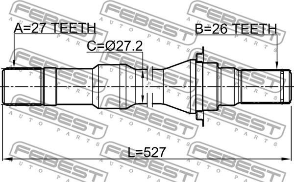 Febest 1012-V250ATRH - Вал приводной. передний правый 27X527X26 autosila-amz.com