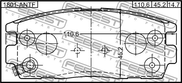 Febest 1801-ANTF - КОЛОДКИ ТОРМОЗНЫЕ ПЕРЕДНИЕ КОМПЛЕКТ (С ПРОТИВОСКРИПНОЙ ПЛАСТИНОЙ) autosila-amz.com