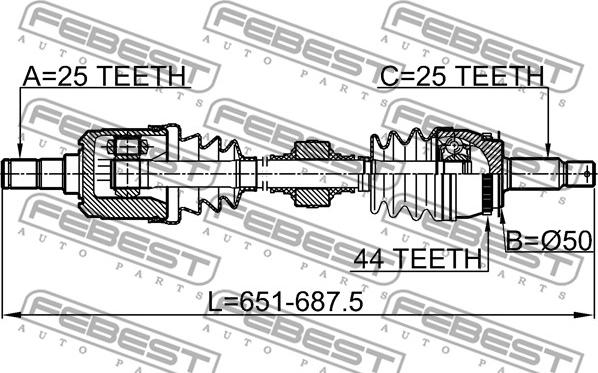 Febest 1214-CAMTLH - Привод передний левый 25x678x25 autosila-amz.com