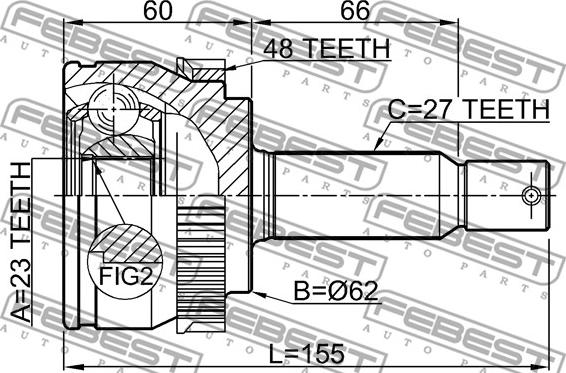 Febest 1210-TUC20A48 - Шрус наружный 23x62x27 hyundai tucson 2004-2010 autosila-amz.com