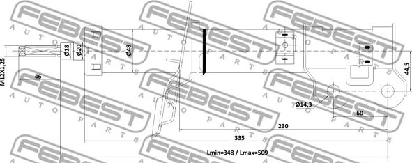 Febest 12110-022FL - АМОРТИЗАТОР ПЕРЕДНИЙ ЛЕВЫЙ GAS.TWIN TUBE KIA, HYUNDAI autosila-amz.com