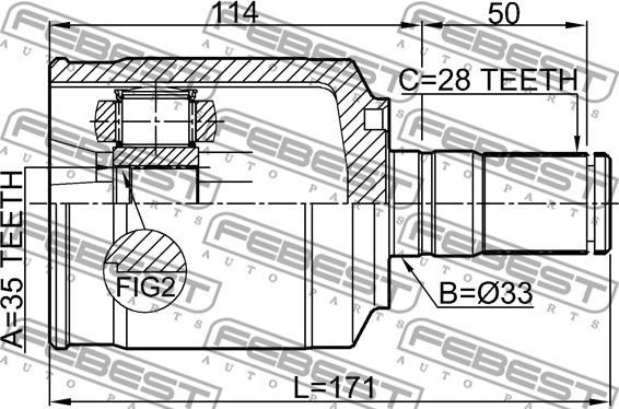 Febest 1211-CMATLH - ШРУС внутренний лев. к-кт!\Hyundai Santa Fe II 2.2 CRDi, KIA Sorento II 2.2 CRDi 4WD 06> autosila-amz.com