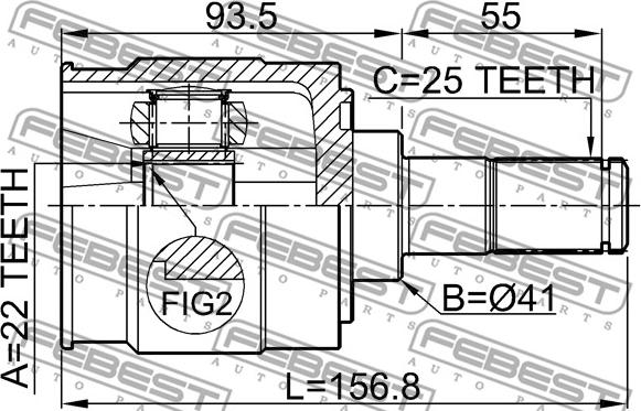 Febest 1211-RIOMT - ШРУС ВНУТРЕННИЙ 22x41x25 (KIA RIO 2005-) FEBEST autosila-amz.com