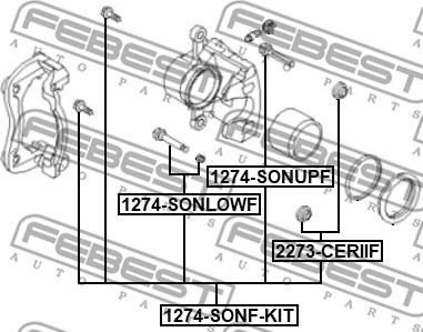 Febest 1274-SONF-KIT - ВТУЛКА НАПРАВЛЯЮЩАЯ СУППОРТА ТОРМОЗНОГО ПЕРЕДНЕГО КОМПЛЕКТ autosila-amz.com