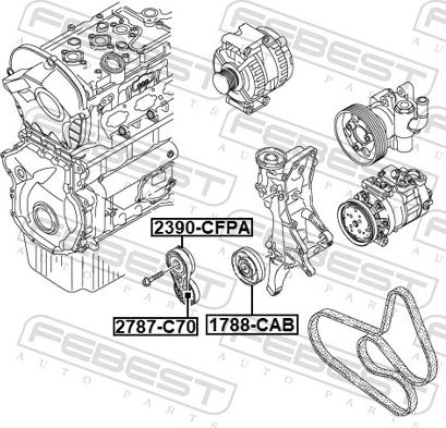 Febest 1788-CAB - Ролик, поликлиновый ремень autosila-amz.com