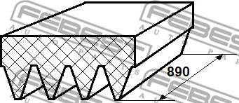 Febest 88126-4L890 - ремень поликлиновой! 4PK884\ Audi 80/100/A6 2.0 92-97, Mazda 323 1.3-1.6 85> autosila-amz.com