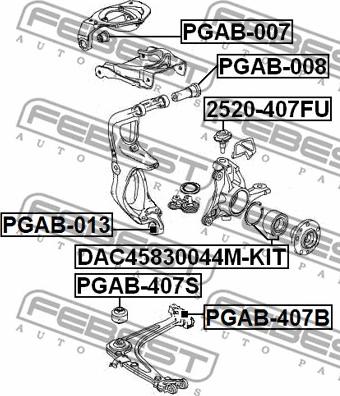 Febest PGAB-008 - сайлентблок рычага верхн.наружн.!\ Citroen C6 2.7HDi 05>, Peugeot 407 all 04> autosila-amz.com