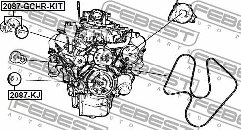 Febest 2087-KJ - Ролик дополнительный руч. ремня autosila-amz.com