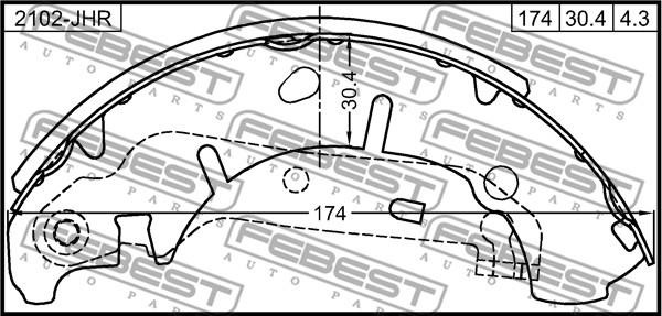 Febest 2102-JHR - АРТИКУЛ: 2102-JHR, КОЛОДКИ ТОРМОЗНЫЕ ЗАДНИЕ (БАРАБАННЫЕ) 2102-JHR /РОССИЯ/ autosila-amz.com