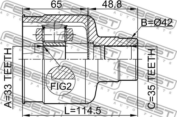 Febest 2111-GERH - ШРУС внутр.правый 33х42х35 (Ford Mondeo GE 2000-2007) autosila-amz.com