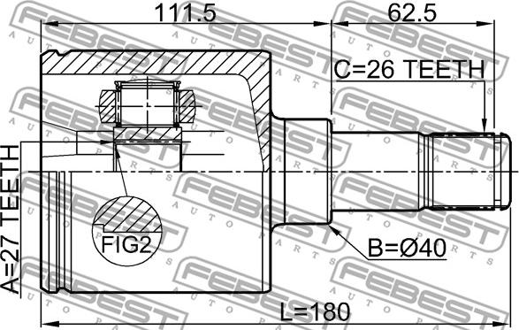 Febest 2111-KUGALH - ШРУС внутренний левый!27X40X26\Ford Explorer 11-13 autosila-amz.com