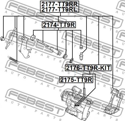 Febest 2176-TT9R-KIT - ПОРШЕНЬ СУППОРТА ТОРМОЗНОГО ЗАДНЕГО РЕМКОМПЛЕКТ autosila-amz.com