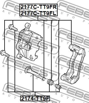 Febest 2177C-TT9FR - Комплект поддержки корпуса скобы тормоза autosila-amz.com