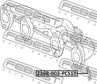 Febest 2398-003-PCS10 - Шпилька AUDI A3/S3/SPORTB./LIM./QU. 2004- выпускного коллектора (10 шт. в упаковке, цена за 1шт.) autosila-amz.com