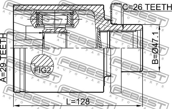 Febest 2311-T5ATLH - Шарнирный комплект, ШРУС, приводной вал autosila-amz.com