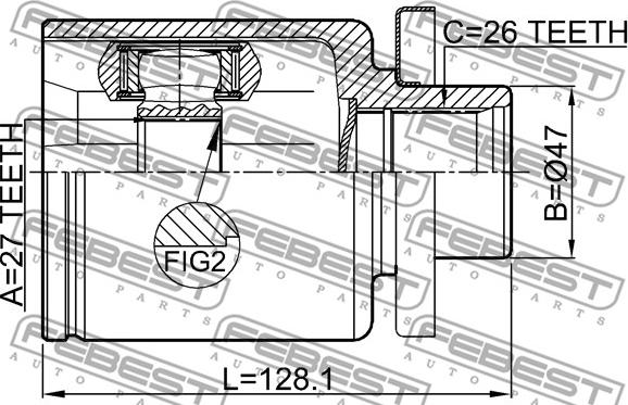 Febest 2311-T5LH - Шрус внутренний L 27x47x26 VOLKSWAGEN TRANSPORTER 7H 2003-2010 FEBEST 2311-T5LH autosila-amz.com