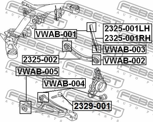 Febest VWAB-005 - Сайлентблок, рычаг подвески колеса autosila-amz.com