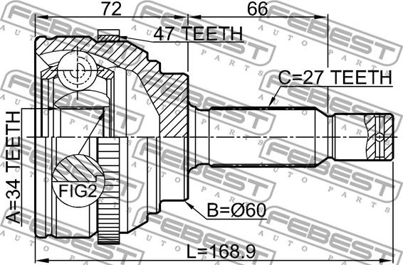 Febest 2210-MAGA47 - ШРУС наружный к-кт!\ Hyundai Sonata III/IV 2.0i 16V 98> autosila-amz.com