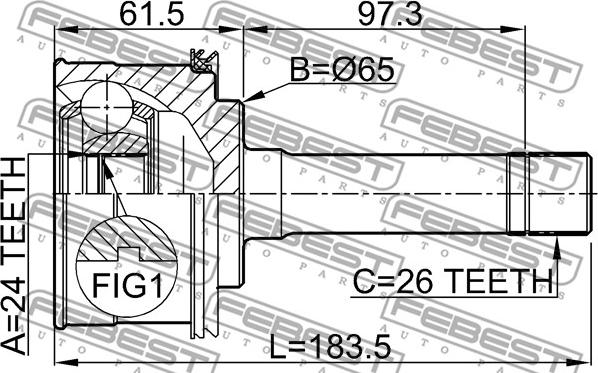 Febest 2210-SP - ШРУС НАРУЖНЫЙ 24x65x26 (KIA SPORTAGE 1998-2003) FEBEST autosila-amz.com