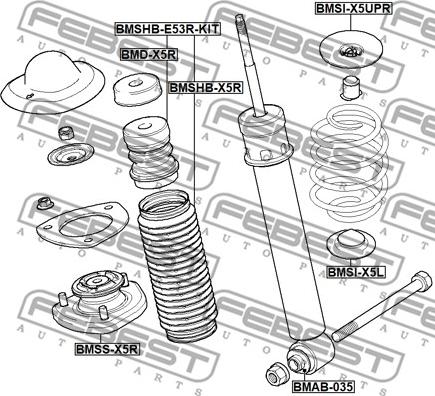 Febest BMSHB-E53R-KIT - ПЫЛЬНИК ЗАДНЕГО АМОРТИЗАТОРА С ОТБОЙНИКОМ КОМПЛЕКТ autosila-amz.com