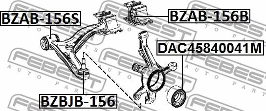 Febest BZAB-156B - Сайлентблок, рычаг подвески колеса autosila-amz.com