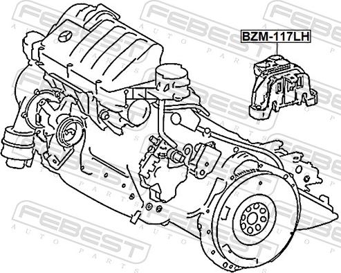 Febest BZM-117LH - Подушка, опора, подвеска двигателя autosila-amz.com