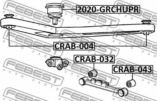 Febest CRAB-043 - Сайлентблок, рычаг подвески колеса autosila-amz.com