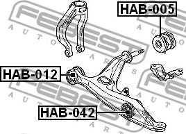 Febest HAB-005 - Сайлентблок, рычаг подвески колеса autosila-amz.com