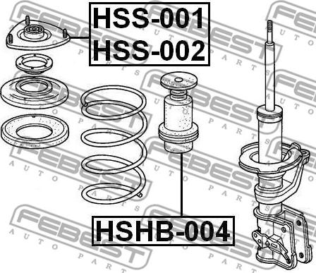 Febest HSS-001 - ОПОРА ПЕРЕДНЕГО АМОРТИЗАТОРА ПРАВАЯ (HONDA CIVIC EU/EP/ES 2001-2006) FEBEST autosila-amz.com