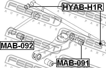 Febest HYAB-H1R - Сайлентблок, рычаг подвески колеса autosila-amz.com