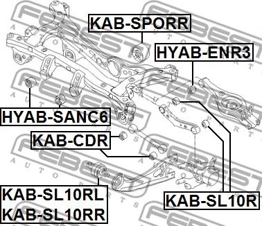 Febest KAB-SL10RR - сайлентблок зад.подв.рычага правый!\ Hyundai IX35/Tucson 09-15, KIA Sportage SL 10-16 autosila-amz.com