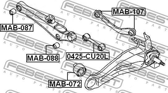 Febest MAB-088 - сайлентблок зад. подв. рычага наруж.!\ Mitsubishi Outlander 2.0/2.4 02> autosila-amz.com