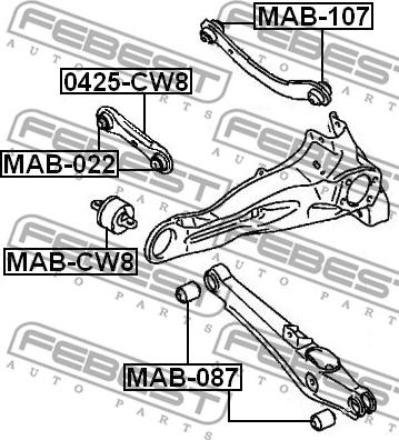 Febest MAB-CW8 - САЙЛЕНБЛОК ЗАДНЕГО ПРОДОЛЬНОГО РЫЧАГА (MITSUBISHI OUTLANDER CW# 2006-) FEBEST autosila-amz.com