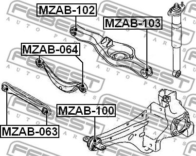 Febest MZAB-102 - сайлентблок задней тяги!\Ford Focus III 11-14/Grand C-MAX 10> autosila-amz.com