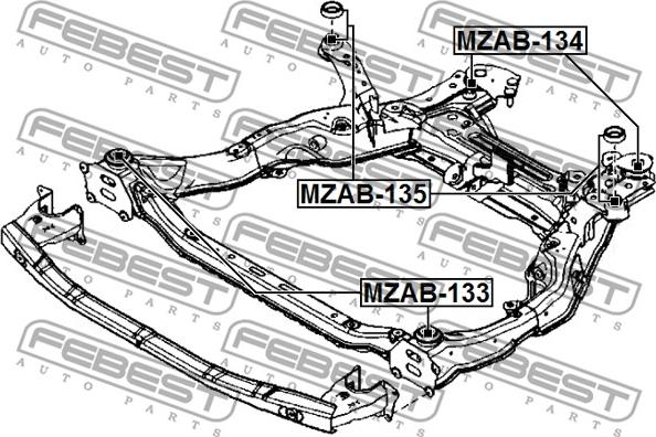 Febest MZAB-135 - сайлентблок подрамника задн.!\ Mazda CX-7/CX-9 06-13 autosila-amz.com