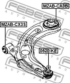 Febest MZAB-CX3S - Сайлентблок, рычаг подвески колеса autosila-amz.com