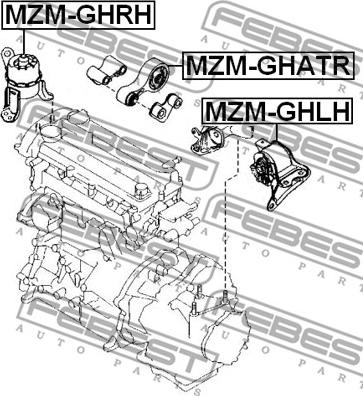 Febest MZM-GHRH - ПОДУШКА ДВИГАТЕЛЯ ПРАВАЯ (MAZDA 6 WAGON GH 2007-) FEBEST autosila-amz.com