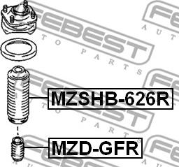 Febest MZSHB-626R - пыльник амортизатора заднего!\ Mazda 626 GF 97> autosila-amz.com