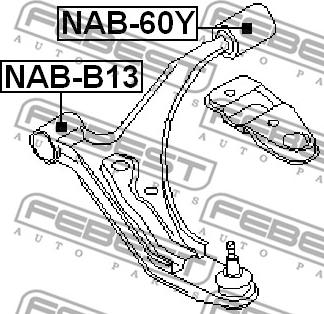 Febest NAB-60Y - сайлентблок рычага зад.!\ Nissan Sunny all 90-95/100NX all 90-94 autosila-amz.com