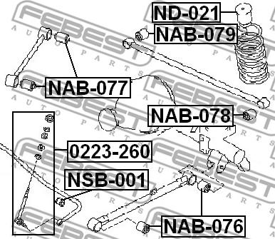 Febest NAB-078 - сайлентблок зад. попереч. тяги п.!\Nissan Terrano WD21/R20/R50 87>/Vanette 86-92 autosila-amz.com