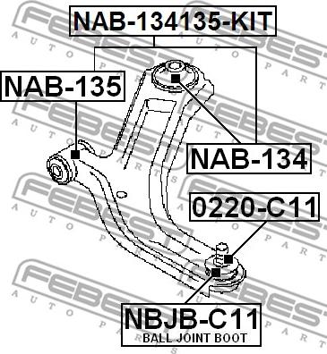 Febest NAB-135 - сайлентблок рычага пер.!\ Renault Clio 05>, Nissan Micra 03> autosila-amz.com