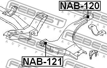Febest NAB-120 - Сайлентблок, рычаг подвески колеса autosila-amz.com