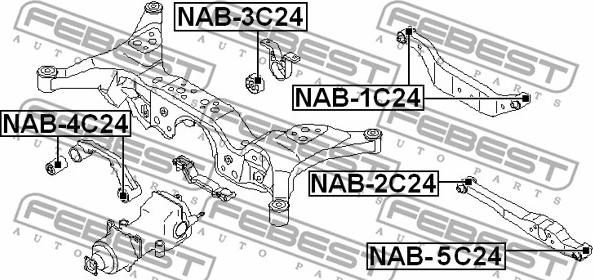 Febest NAB-3C24 - САЙЛЕНТБЛОК ПОДУШКИ ДИФФЕРЕНЦИАЛА NISSAN SERENA C24 1999.06-2005.05 [JP] autosila-amz.com