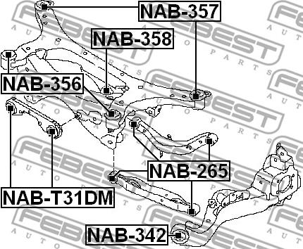 Febest NAB-357 - сайлентблок задней балки!\ Nissan Juke F15 10> autosila-amz.com